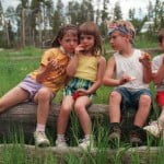The kids eat lunch. Yellowstone 7/98